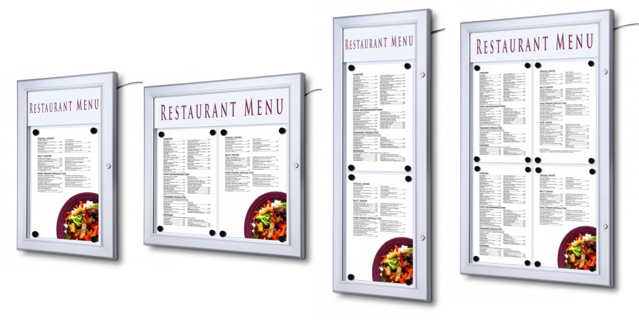 Lockable LED Wall Mounted Menu Cases
